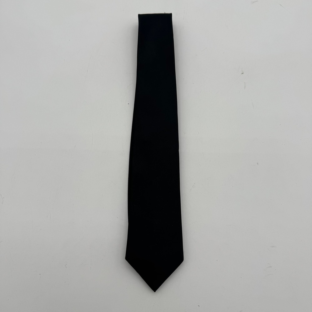Wembley Wemlon Mens Solid Black Necktie Classic Formal Business Suit Tie